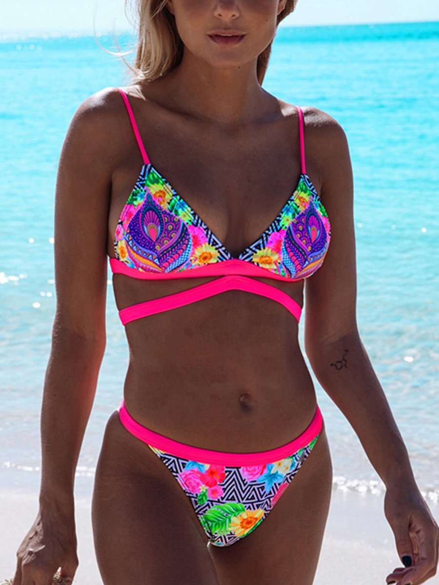 Bandage Printed Bikini - Fashionpara