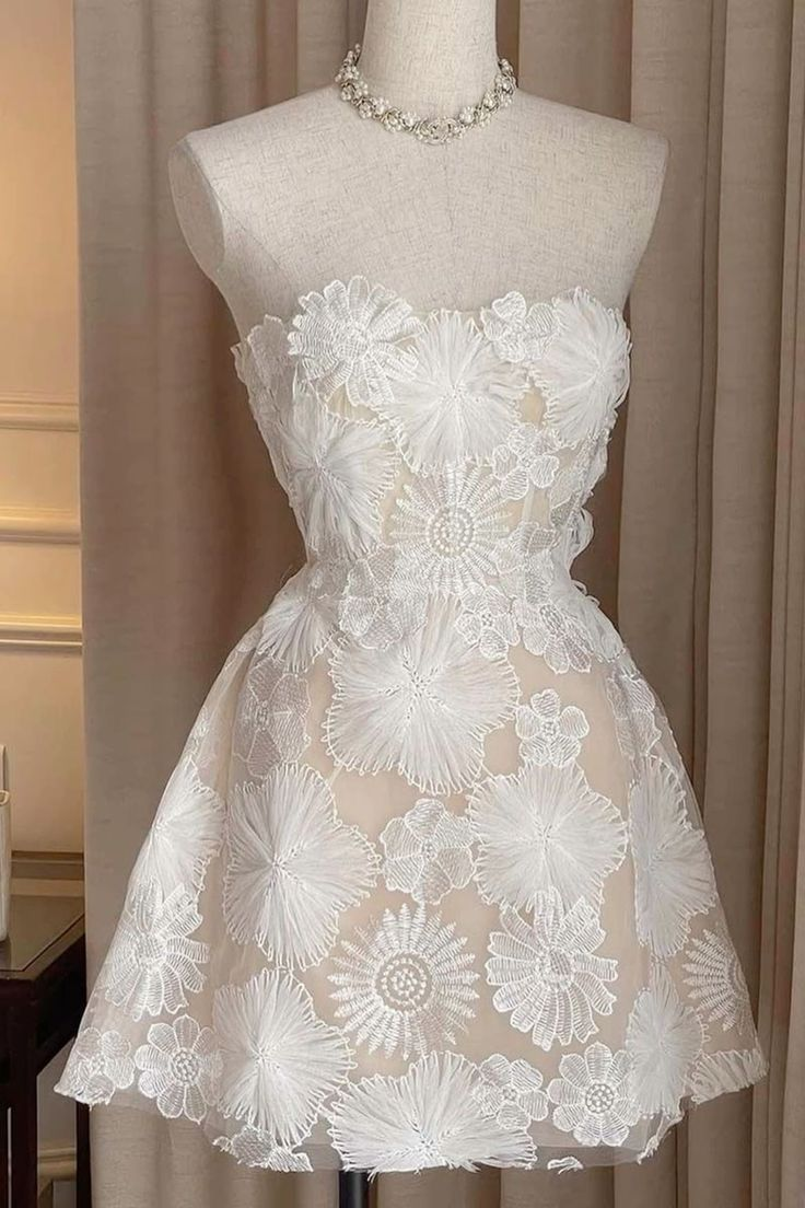 Lace Short Prom Dress Homecoming Dress 18th Birthday Outfit - Fashionpara