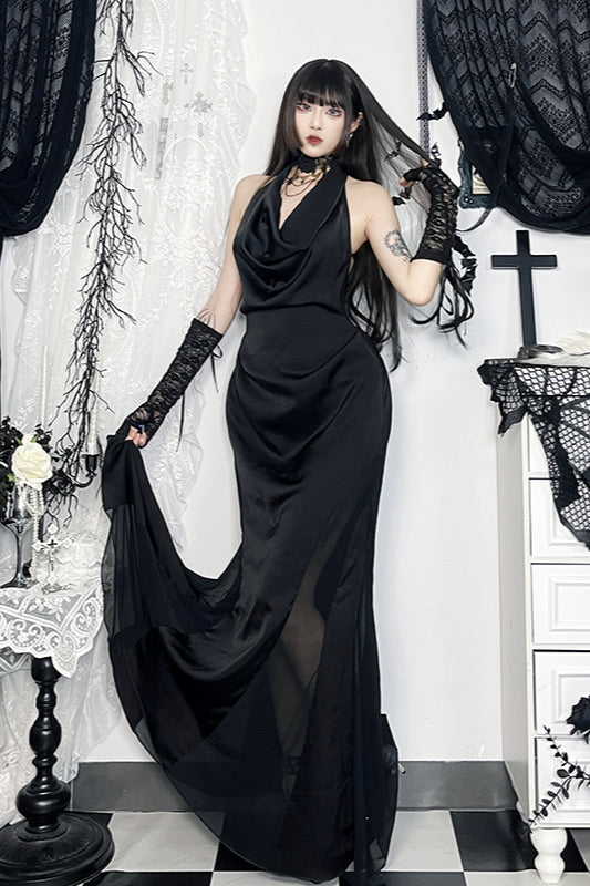 Cowl Neck Halter Gothic Dress