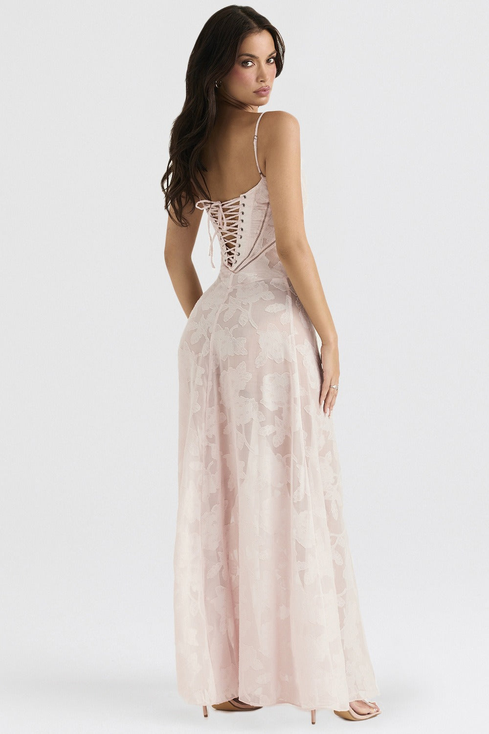 Floral Print Sweetheart Spaghetti Strap Slip Maxi Dress