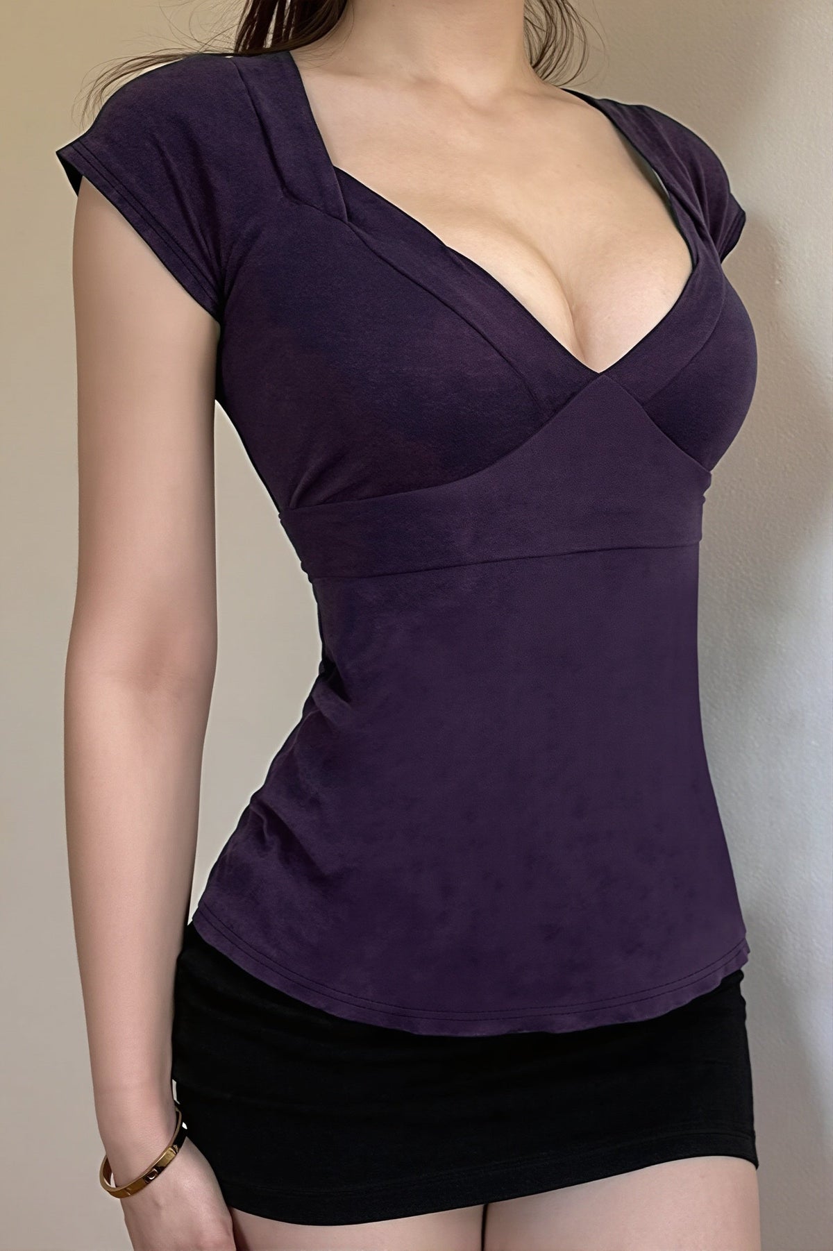 Ruched Sweetheart Neck Tie Blouse