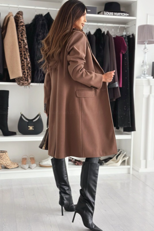 Explosive Model Plain Single Breasted Simple Woolen Long Sleeve Overcoat - Fashionpara