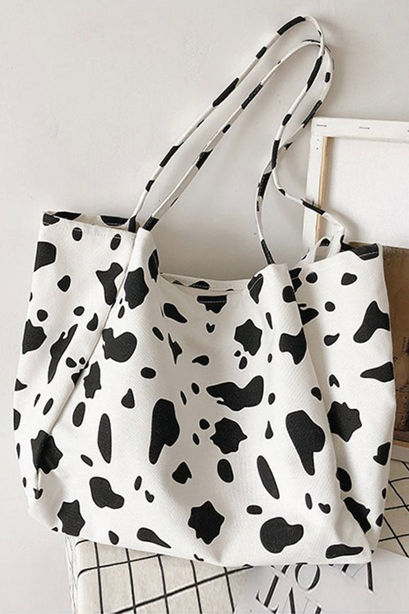 Cow Print Canvas Tote Bag - Fashionpara