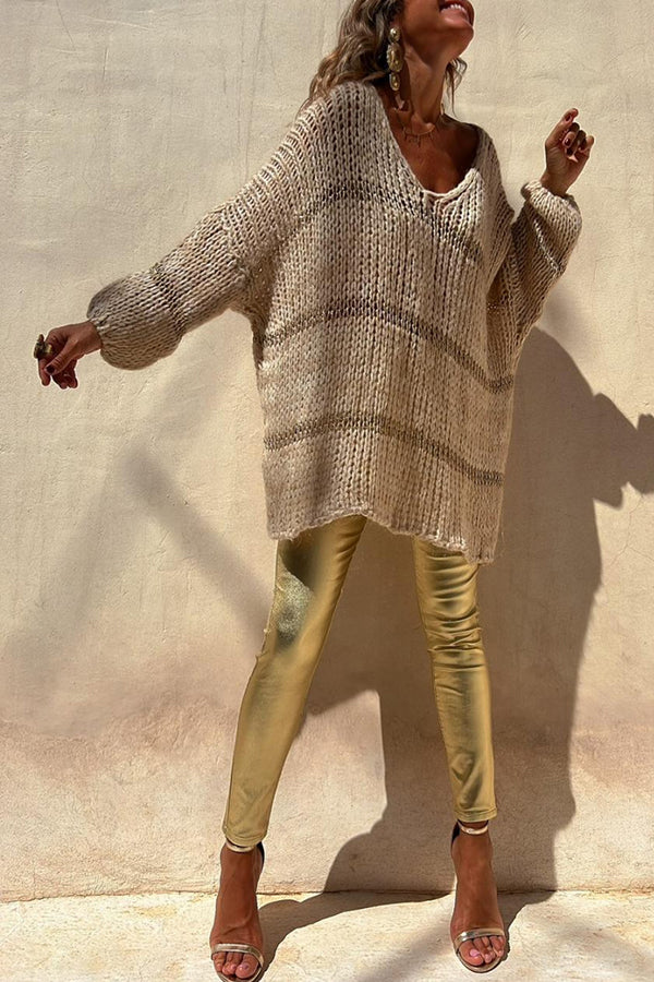 Lady Rin Colorblock Knit Pullover Sweater for Autumn Brunch