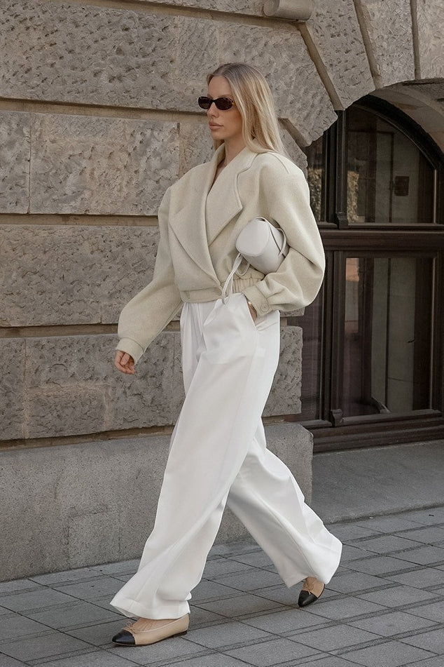 Office Ready Notch Lapel Wool Blend Coat - Fashionpara