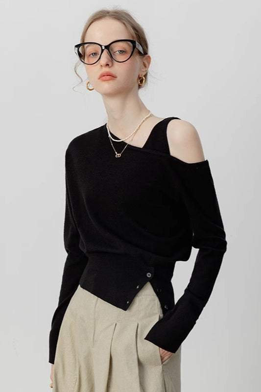 Design One Shoulder Slim Knit Top
