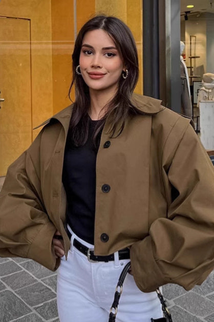 Chic Pleated Short Coat for Effortless Style and Elegance