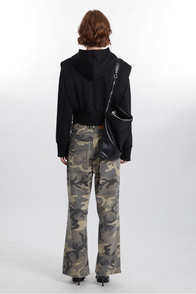 Cropped Solid Color Hoodie