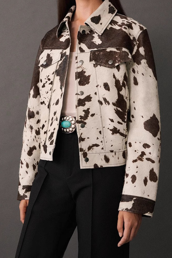 Chic Asymmetrical Print Short Coat for Modern Style Enthusiasts
