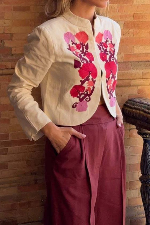 Elegant Embroidered Blazer Coat for Effortless Style