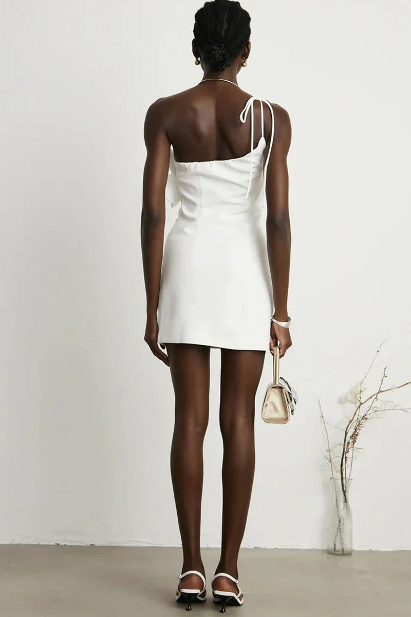 Floral Appliqué One Shoulder Sleeveless Mini Dress 3
