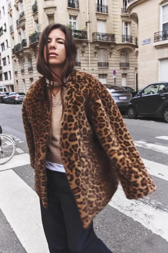 Luxurious PrincessAce Animal Print Faux Fur Coat for Chic Style