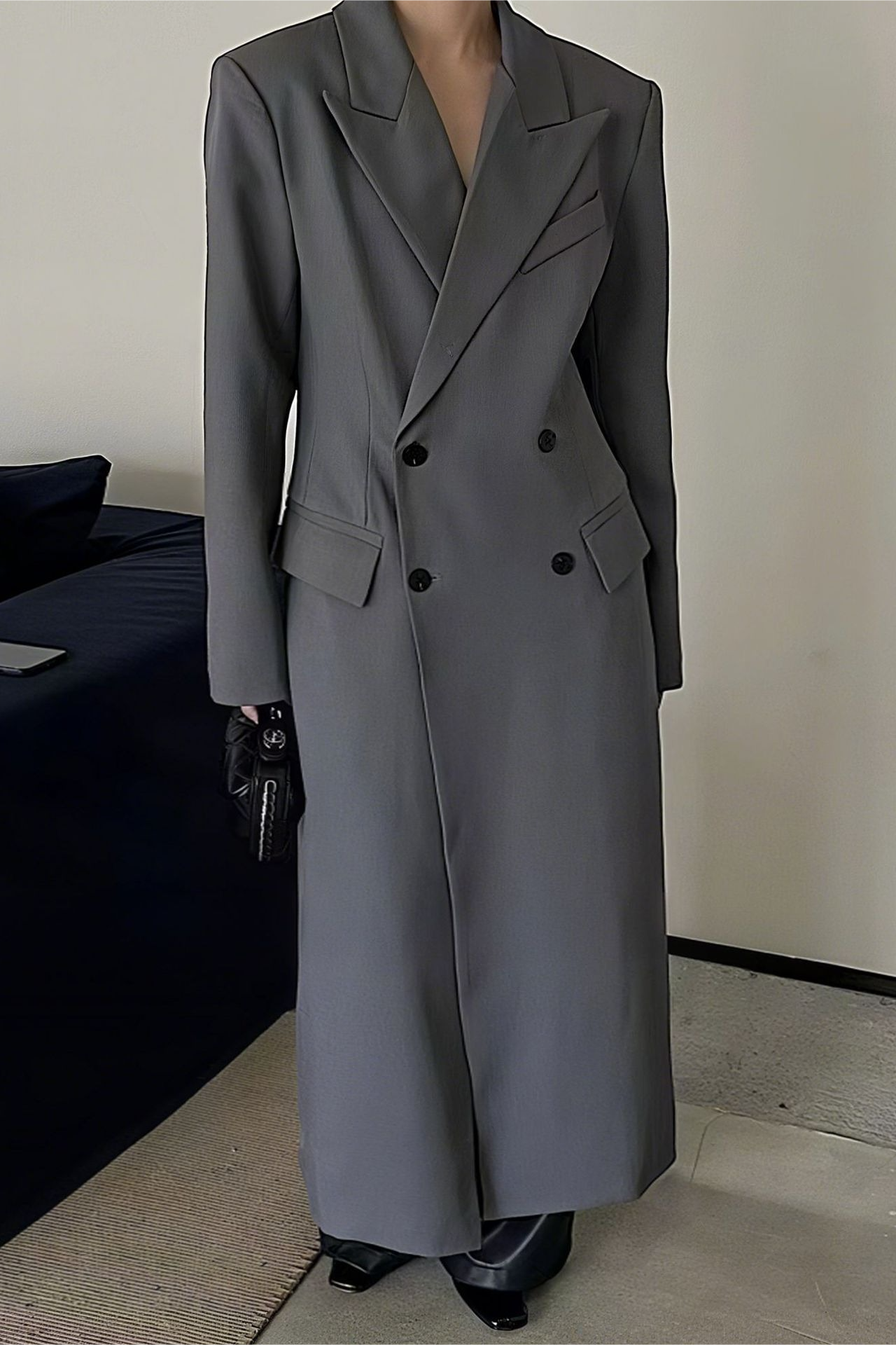 Vintage Hepburn Waist Cinching Hourglass Long Overcoat - Fashionpara