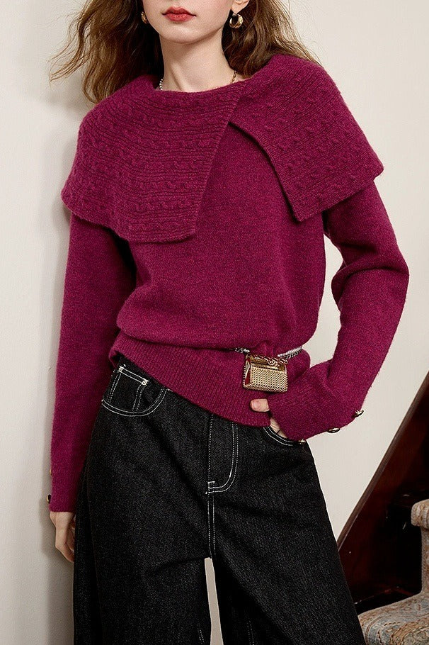 Oversized Collared Pullover Sweater