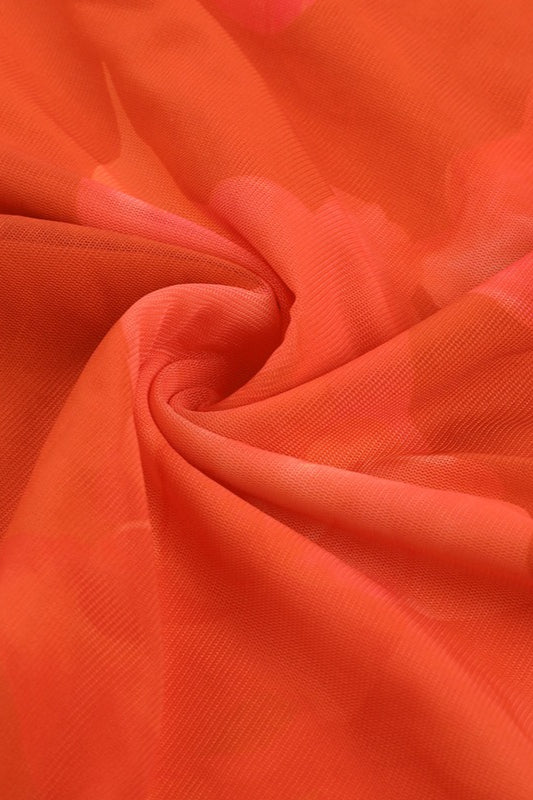 Strapless Tie-Detail Floral Mesh Maxi Dress