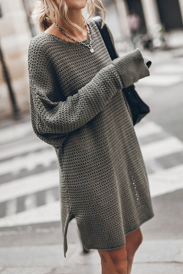 Oversized Slit Side Sweater for Effortless Cozy Style