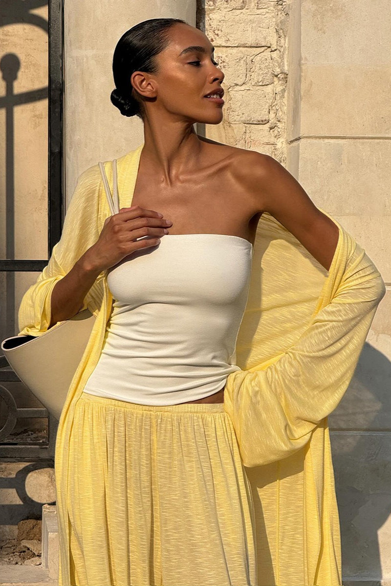 Elegant Two-Piece Lantern Pants Set with Long Cardigan