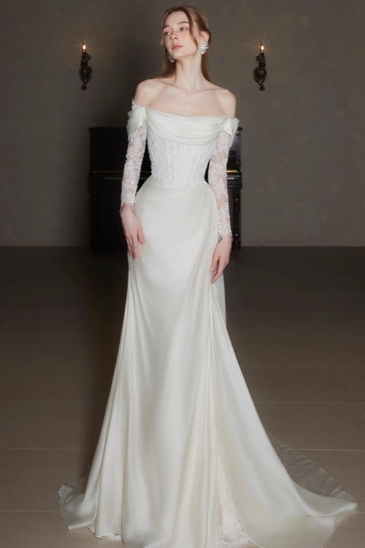 Off Shoulder Lace Wedding Dress