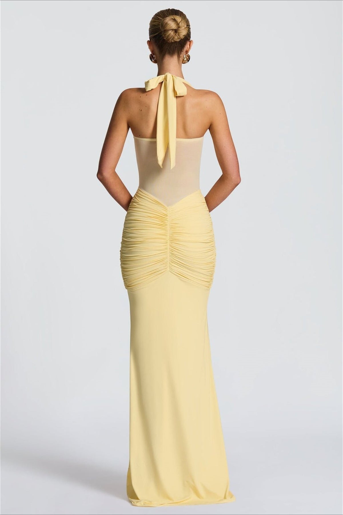 Halter Neck Twist Mesh Cut Out Mermaid Gown 3