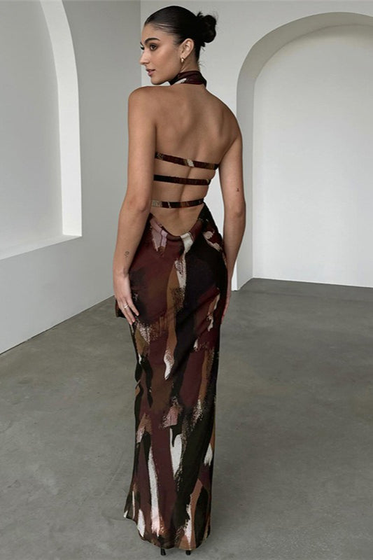 Sexy Strapless Floral Print Bodycon Maxi Dress