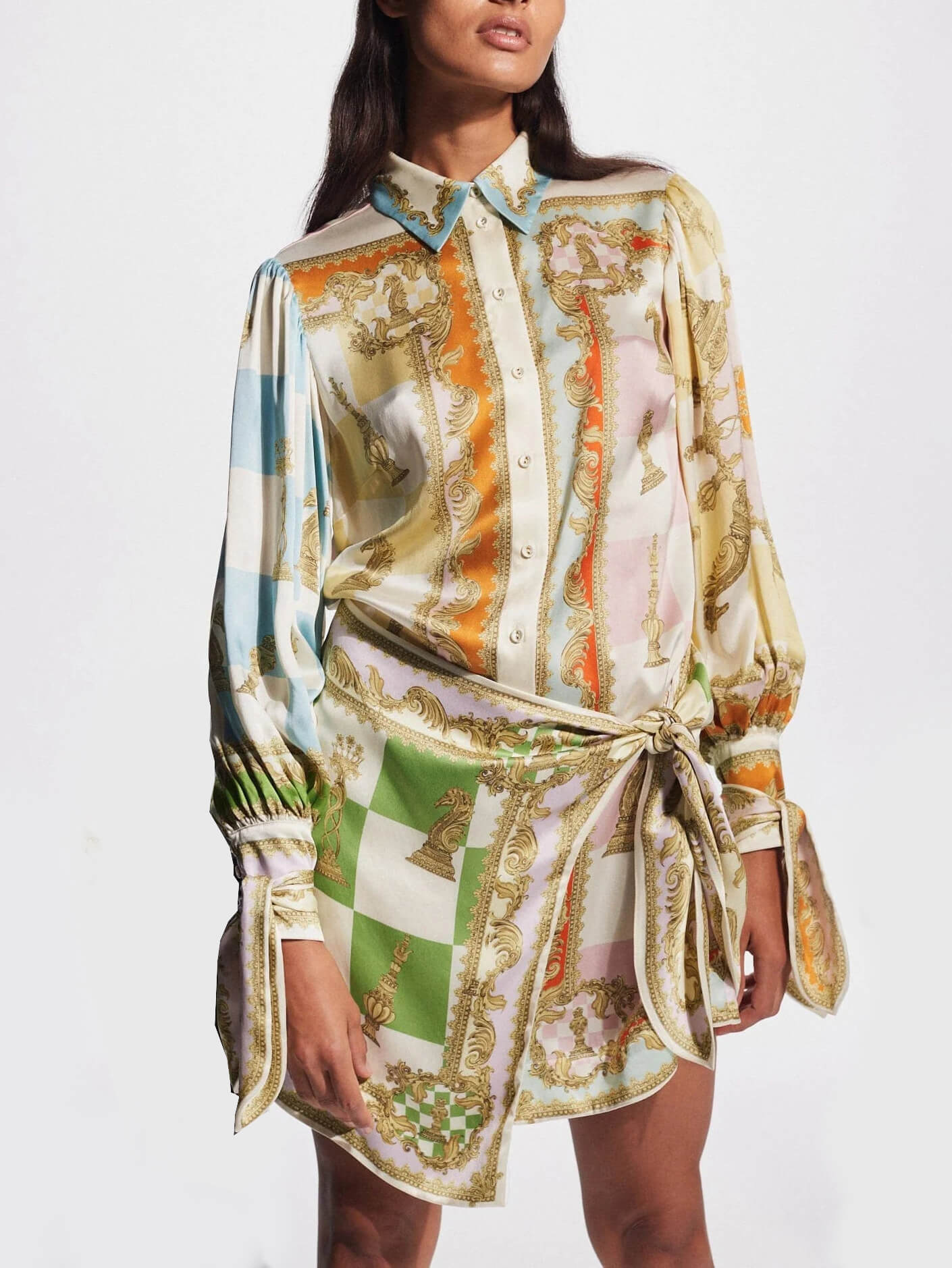 Unique Printed Irregular Knotted Mini Dress - Fashionpara