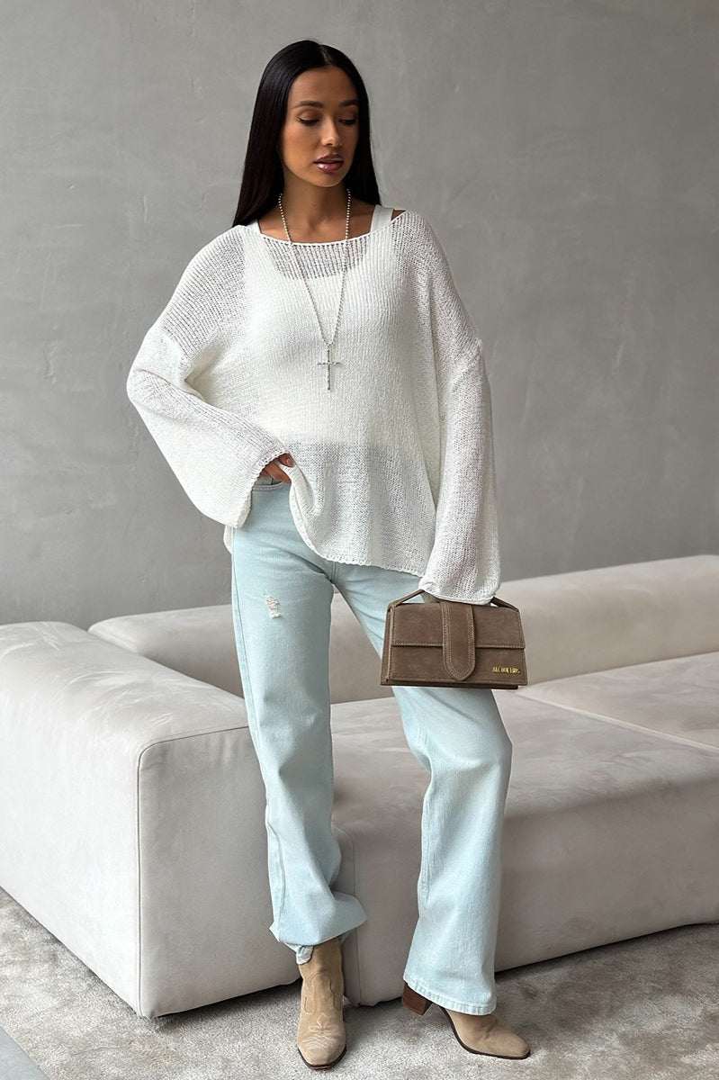 Casual Hollow Knit Pullover Sweater