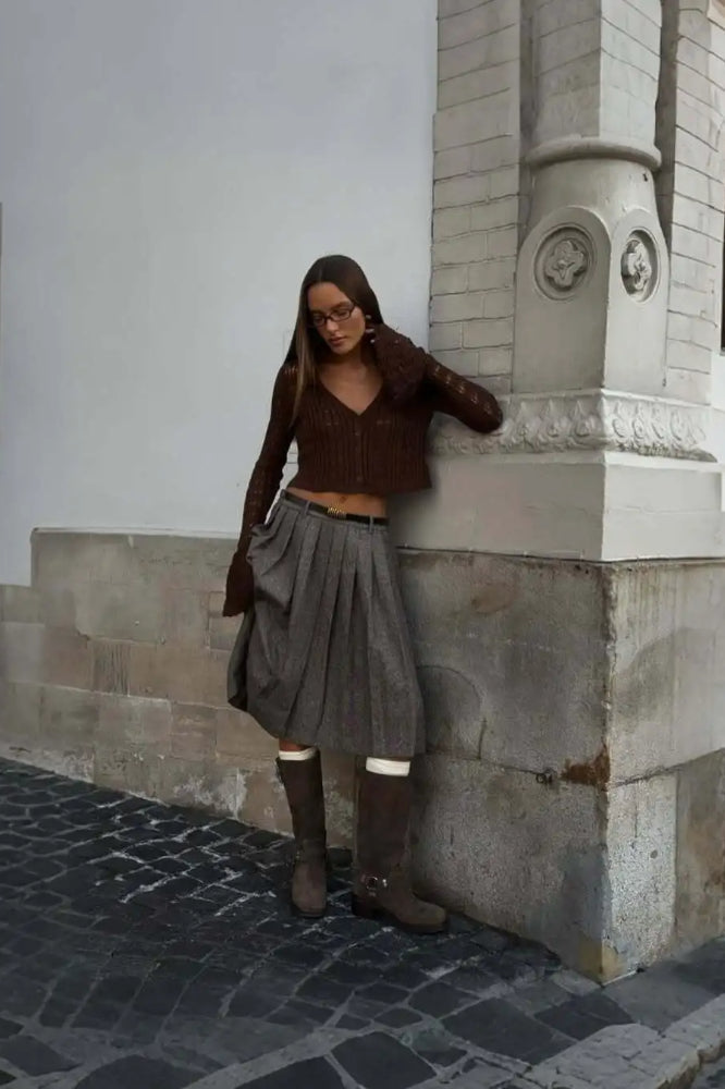 Hollow Out Knit Cropped Cardigan