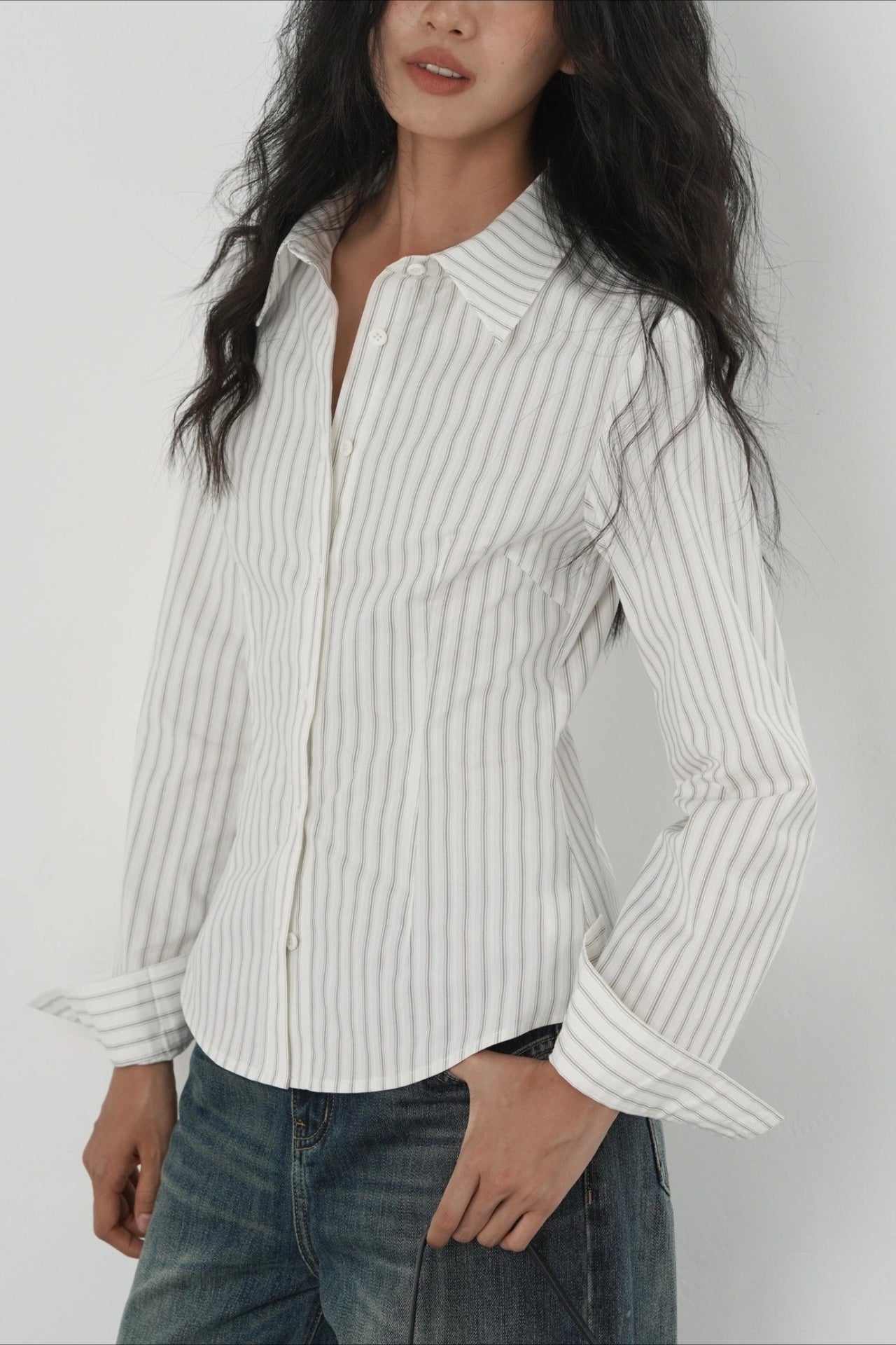 Slim Fit Vertical Stripe Blouse