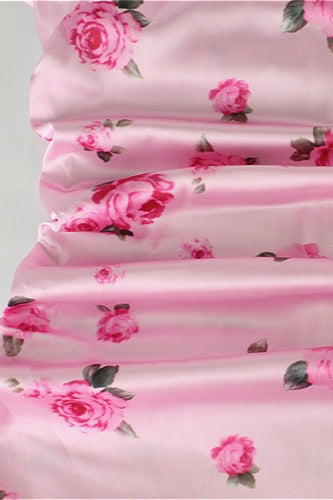 Floral Print Cowl Neck Satin Slip Midi Dress