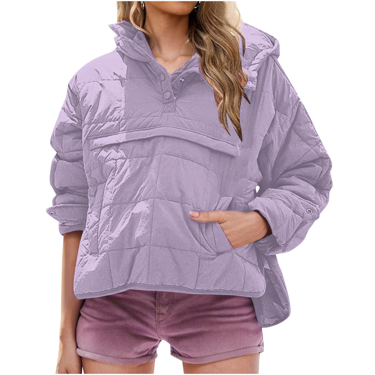 Quarter Button Quilted Pullover Jacket 9