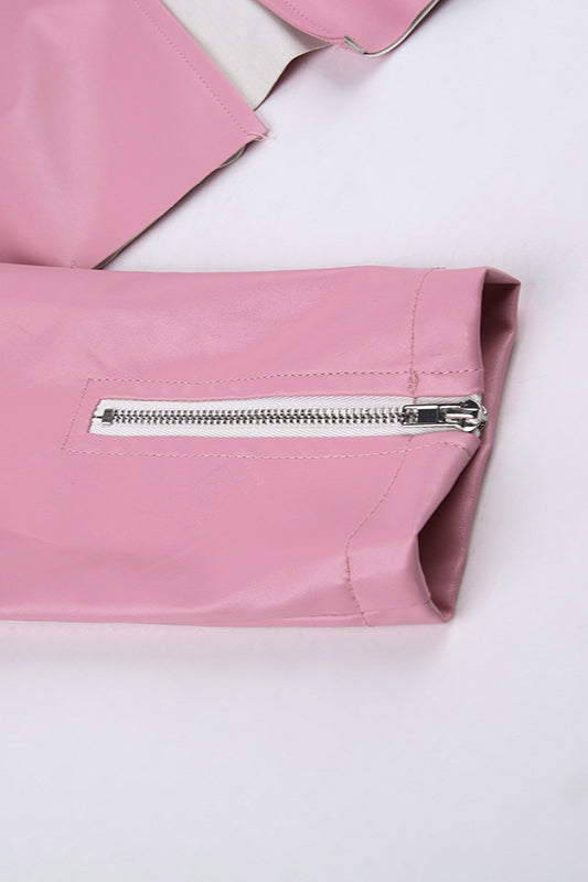 Chic Pink Biker Bomber Coat for Stylish Everyday Wear