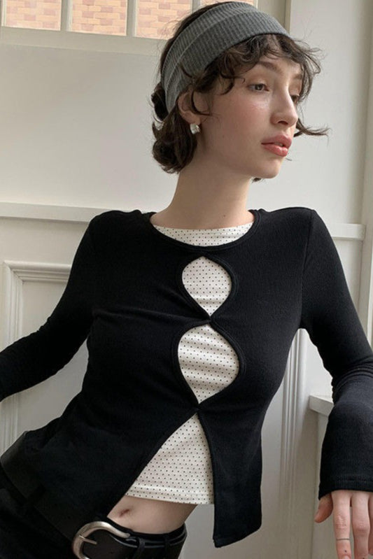 Romantic Cotton Cropped Long Sleeve Fitted Base Layer