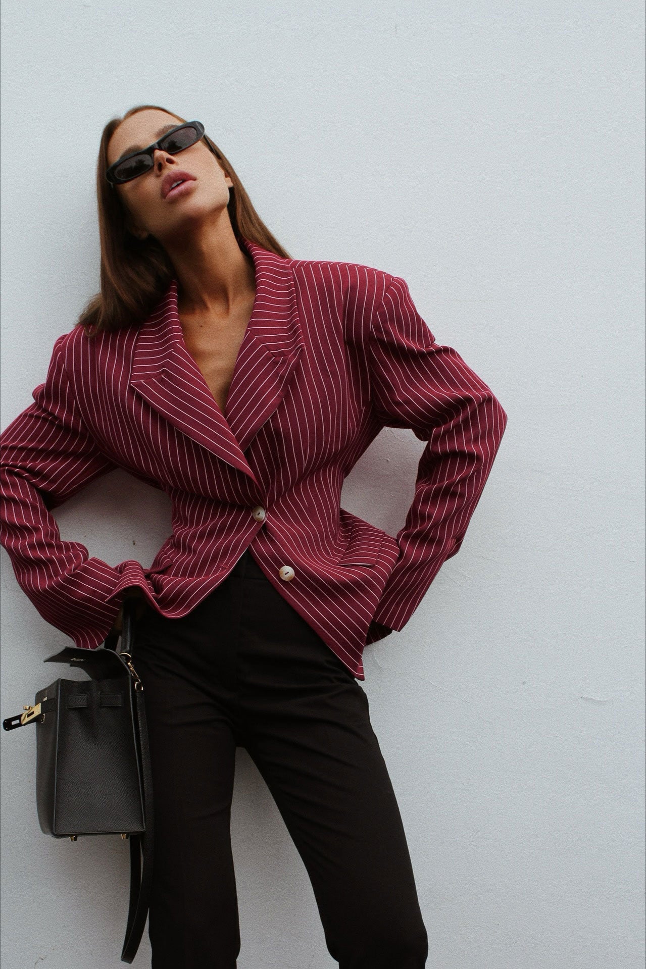 Tailored Striped Blazer Coat for Sophisticated Style