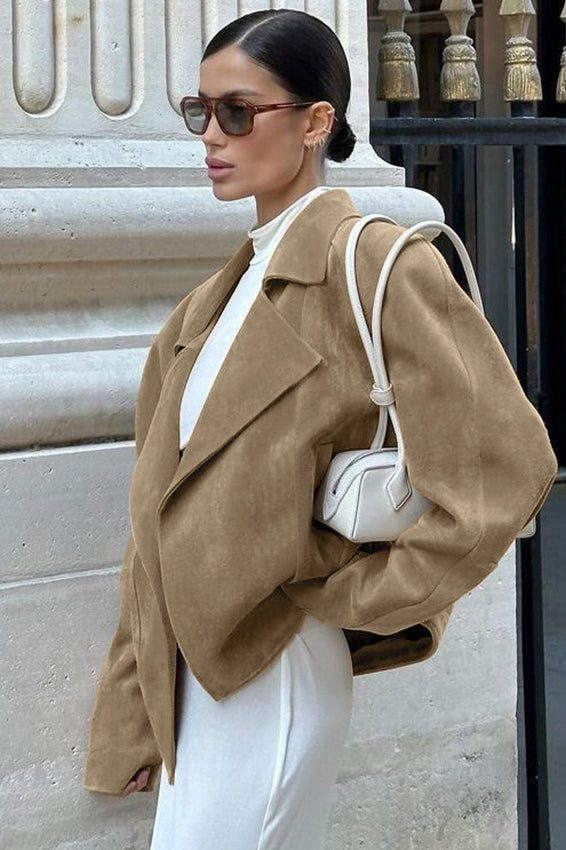 Brown Suede Commuter Coat for Stylish Everyday Wear