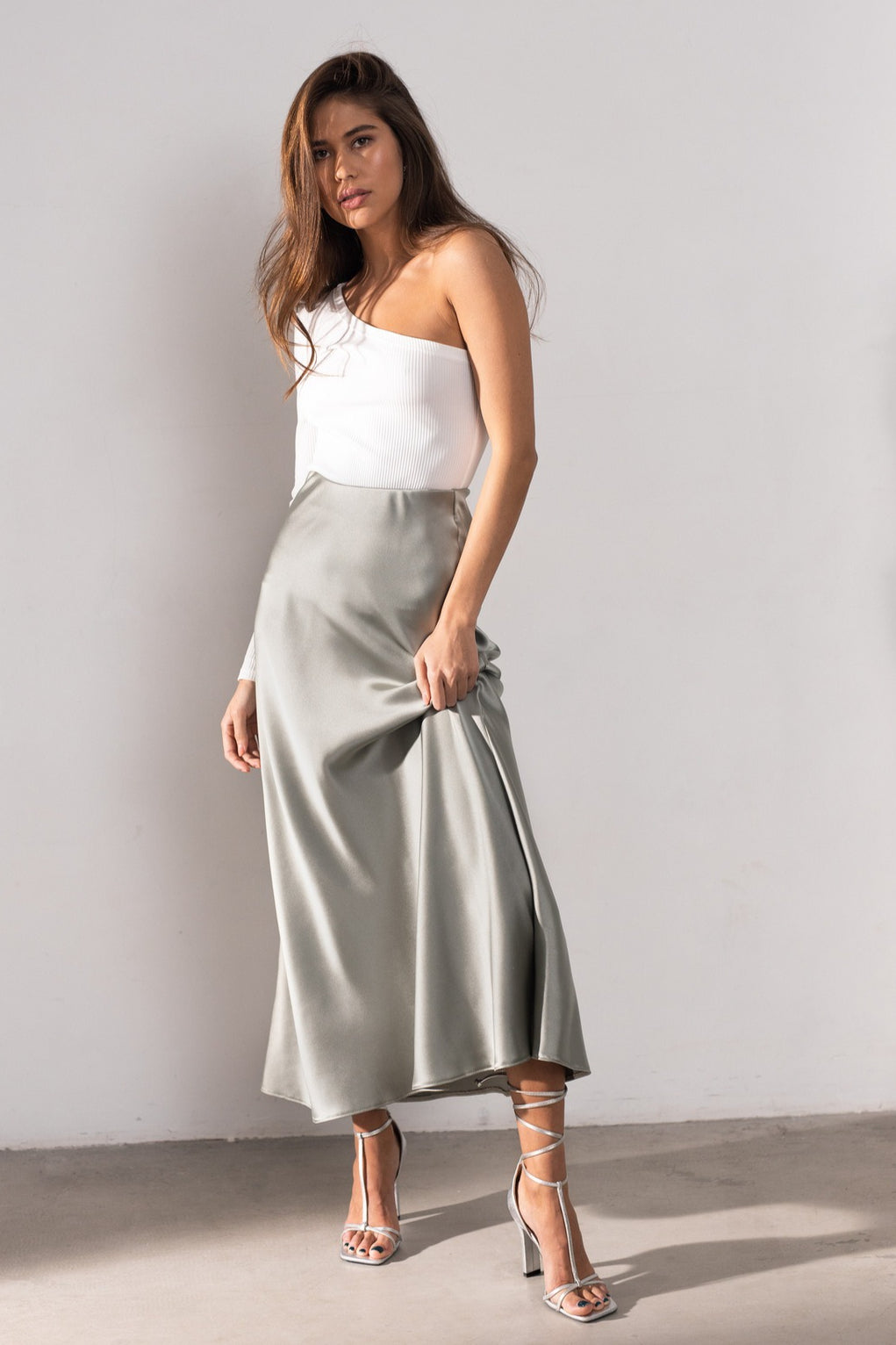 Satin Fishtail Maxi Skirt
