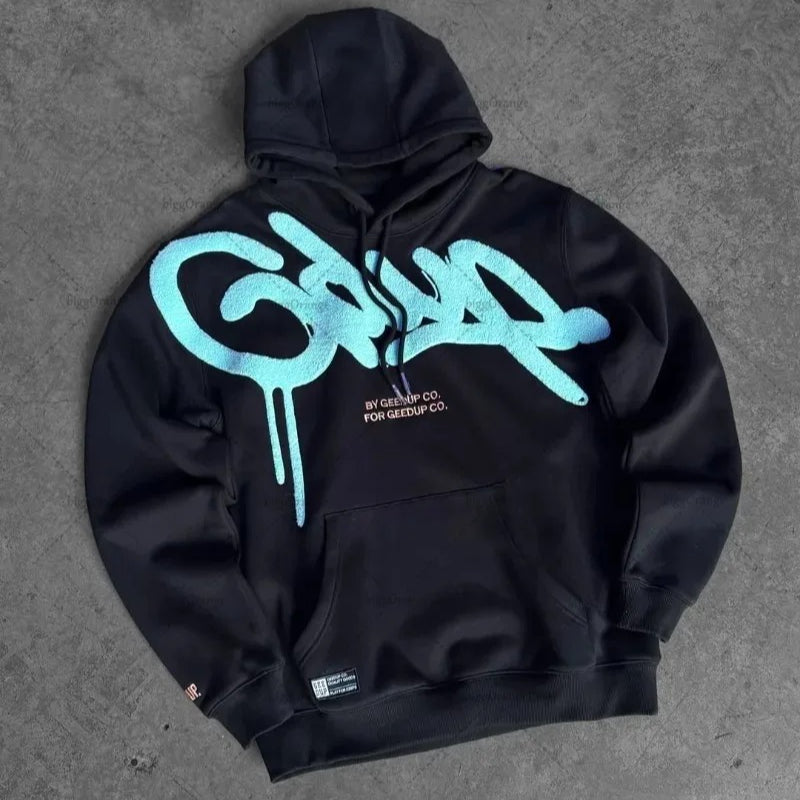 Embroidered Retro Oversized Hoodie