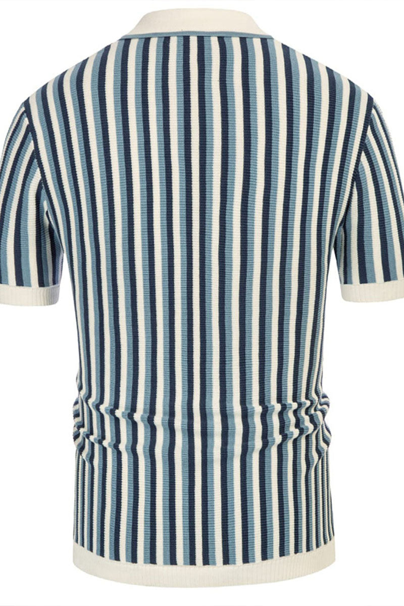 Uniqshe Men's Striped Polo Cardigan for Business Casual Wear