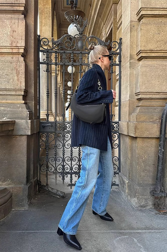 Striped Oversized Blazer Coat - Fashionpara