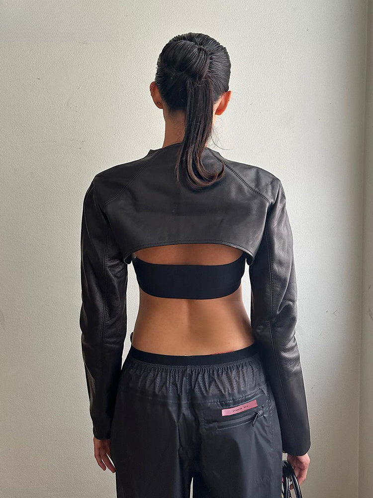 Extra Short Buckle Crop Jacket - Fashionpara