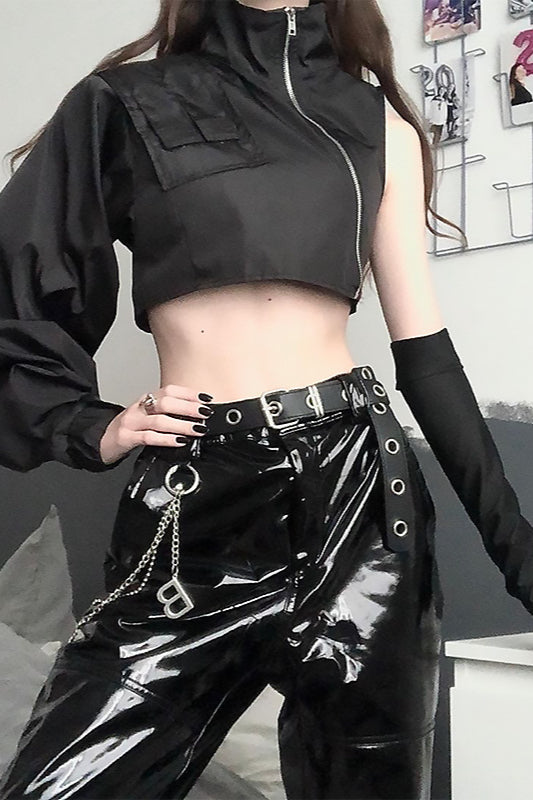 Trendy Cropped High Neck Hoodie