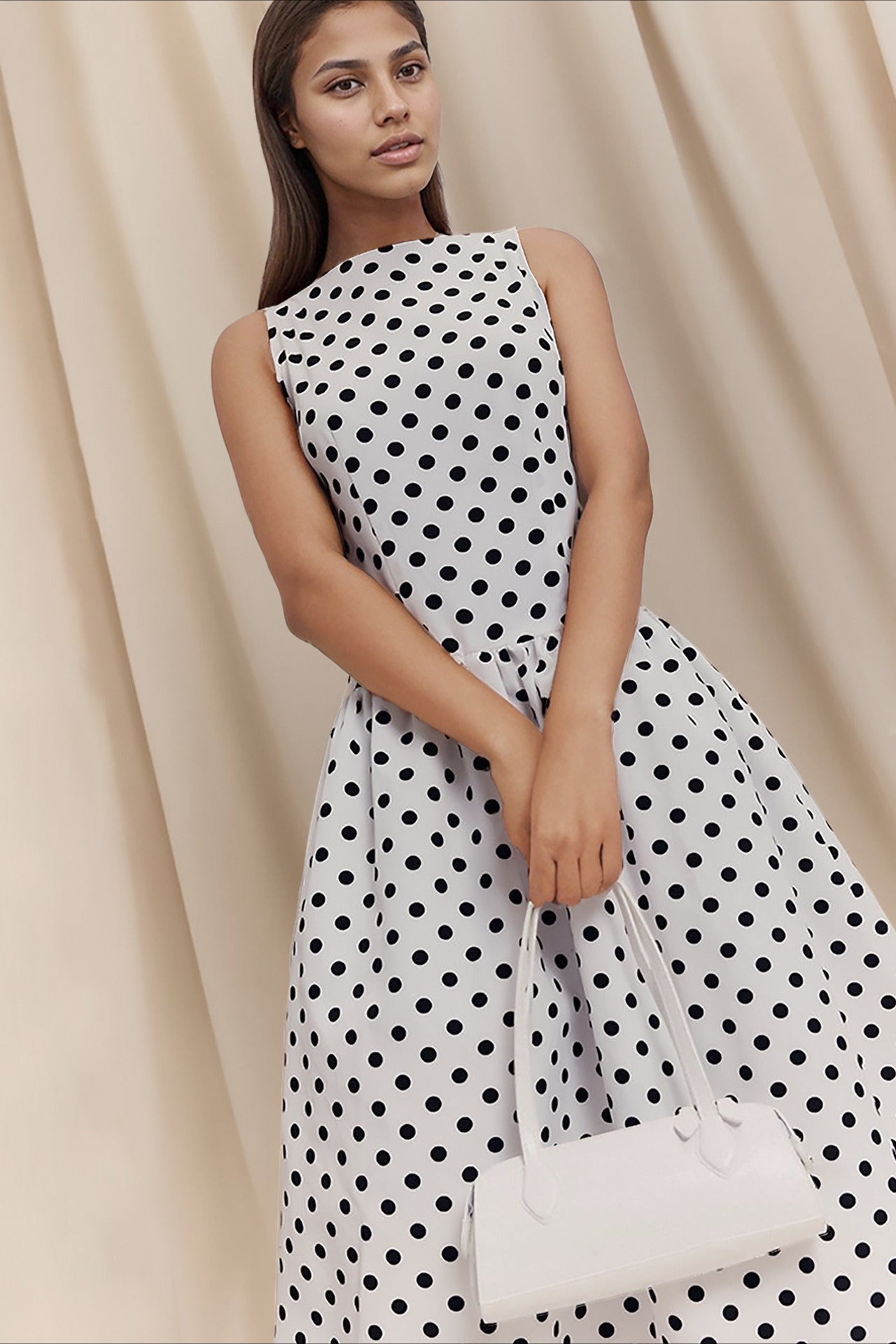 Chic Polka Dot Sleeveless Maxi Dress - Fashionpara