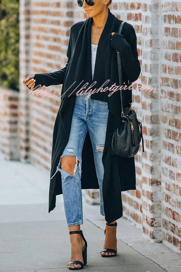 Lady Rin Oversized Drape Neckline Knit Cardigan for Comfort