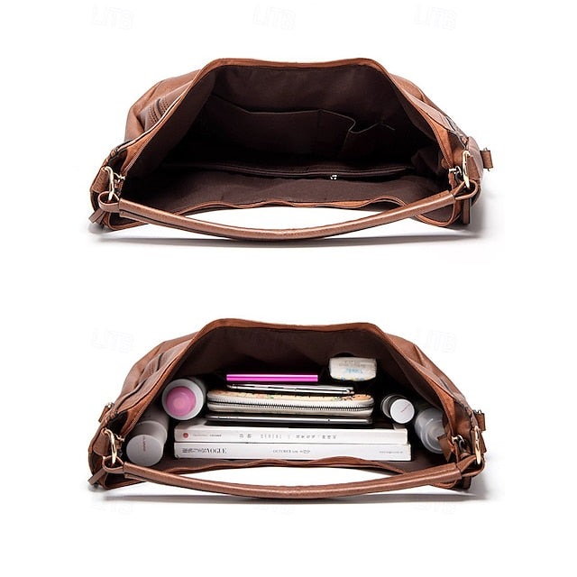 Set Leather Bag Hobo with Matching Wallet Faux