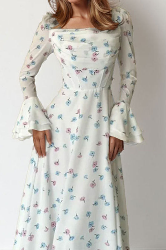 Off-Shoulder Waist-Cinched Solid Party Dress