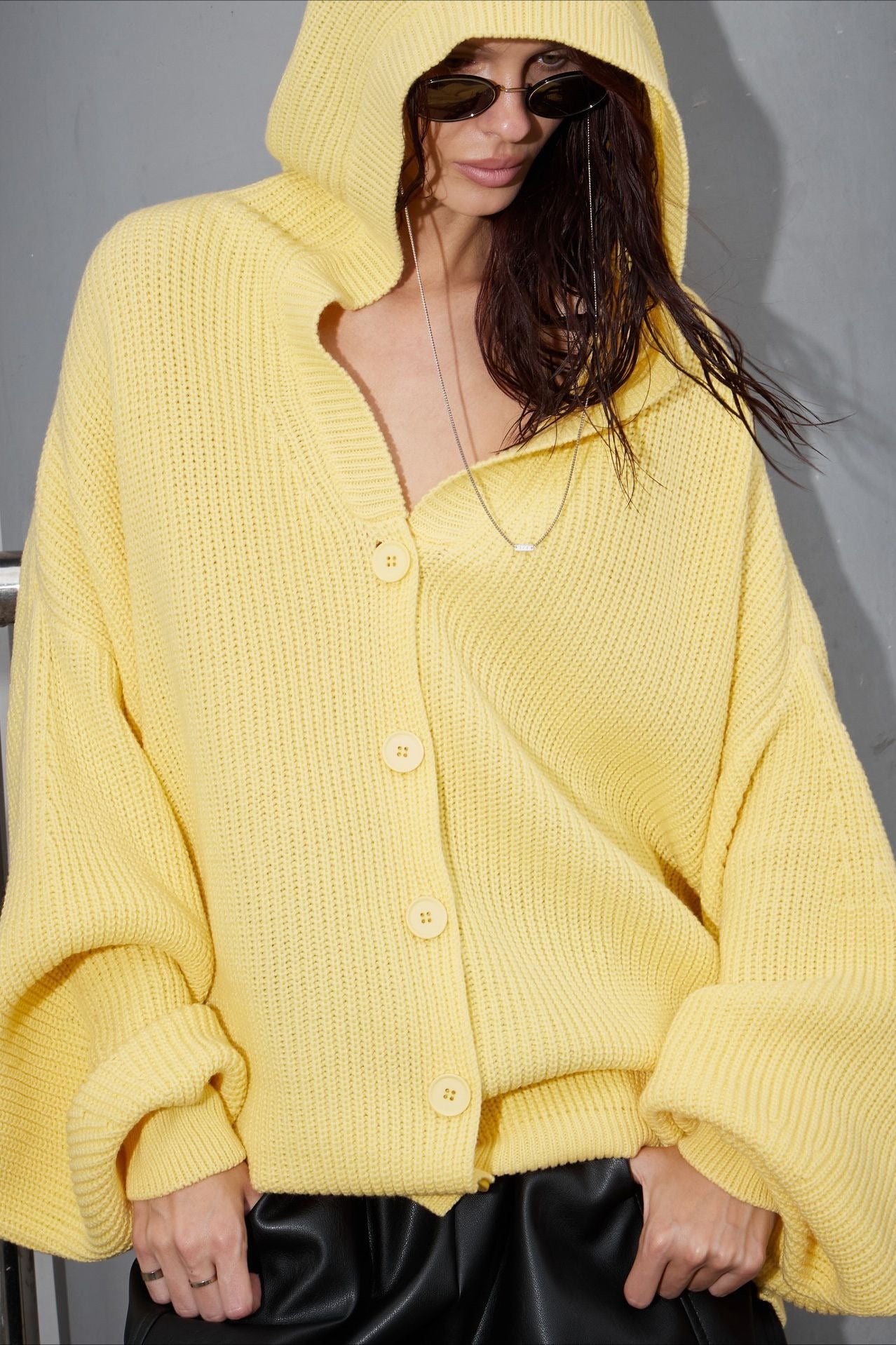 Solid Color Button Hoodie