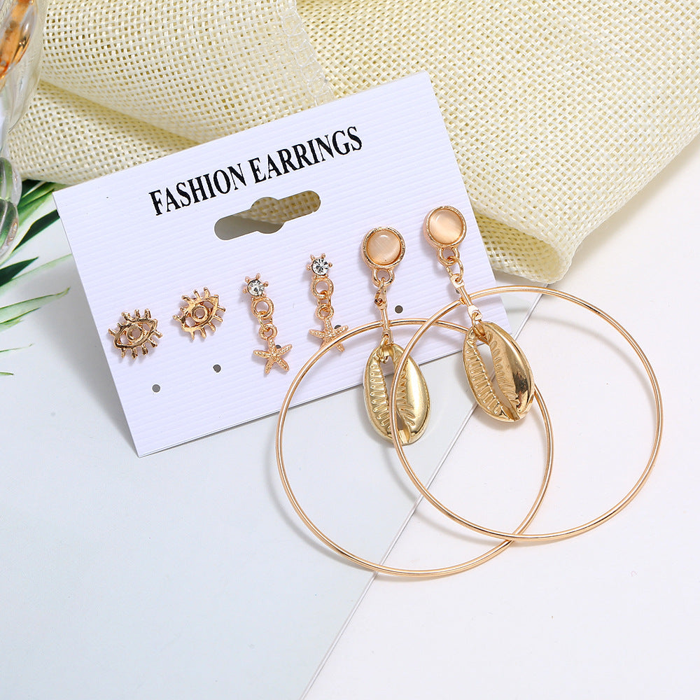 Simple Starfish Earrings Set