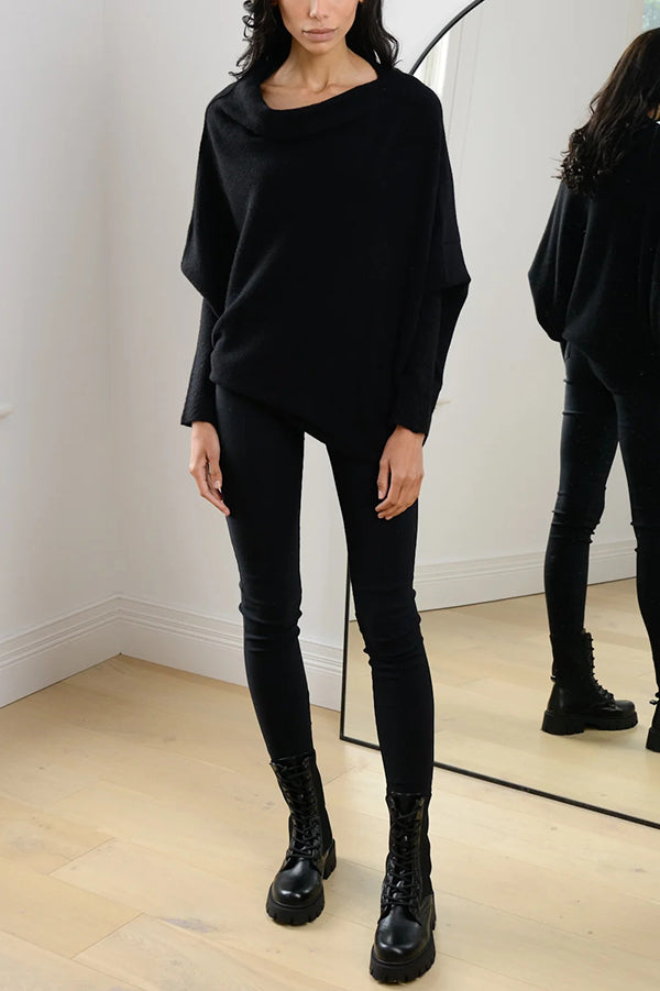 Chic Solid Color Round Neck Long Sleeve Knitted Sweater