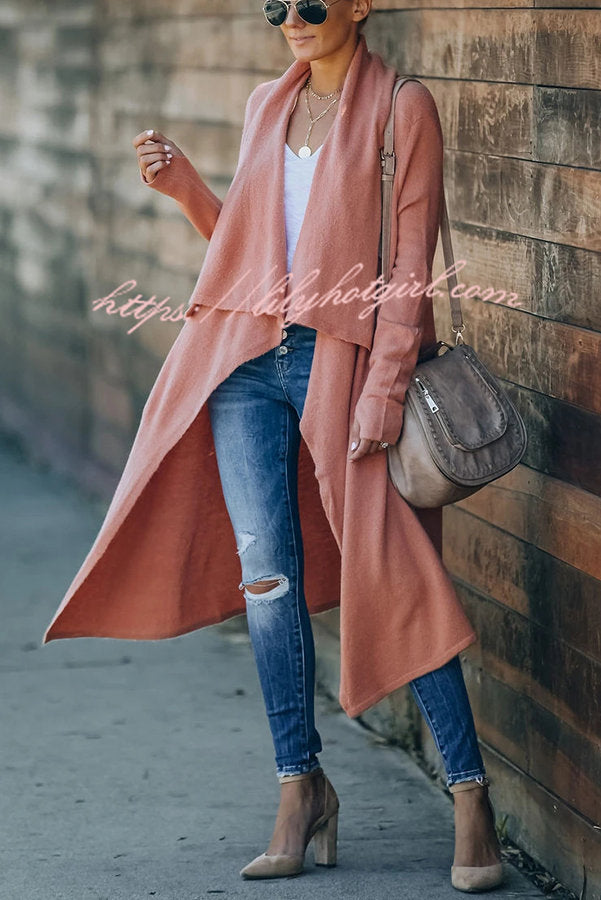 Lady Rin Oversized Drape Neckline Knit Cardigan for Comfort