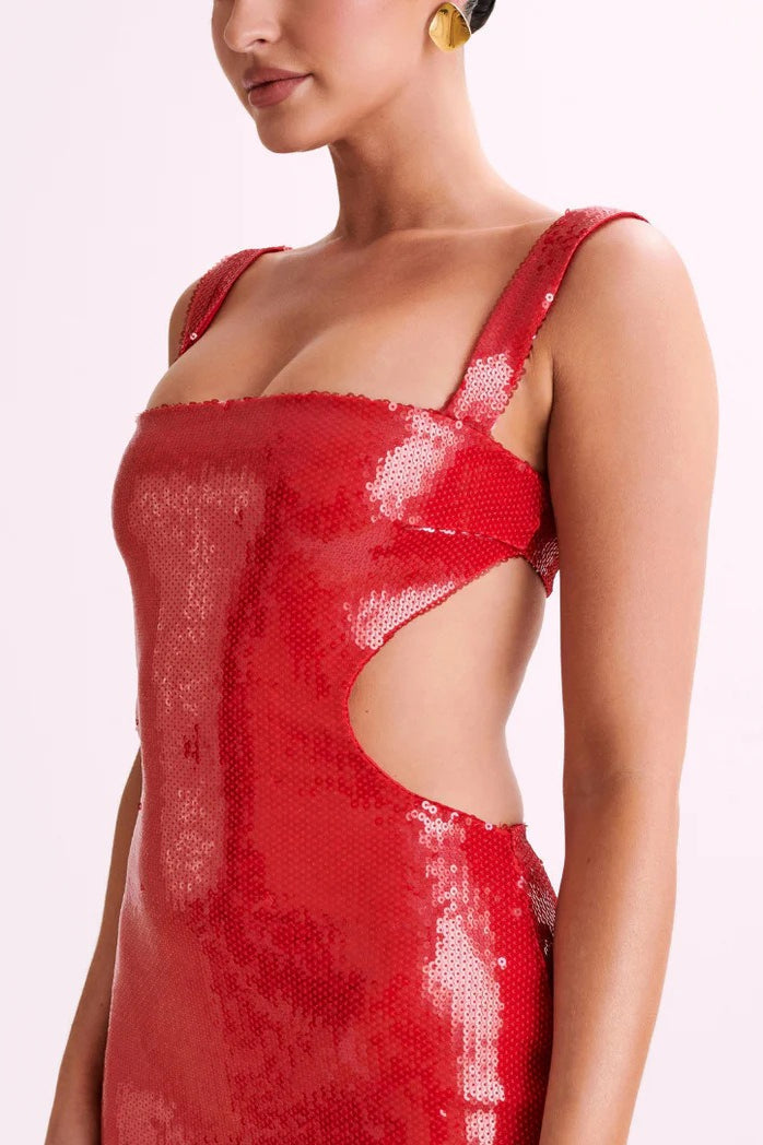 Backless Slim Spaghetti Strap Sequin Dress - View 2