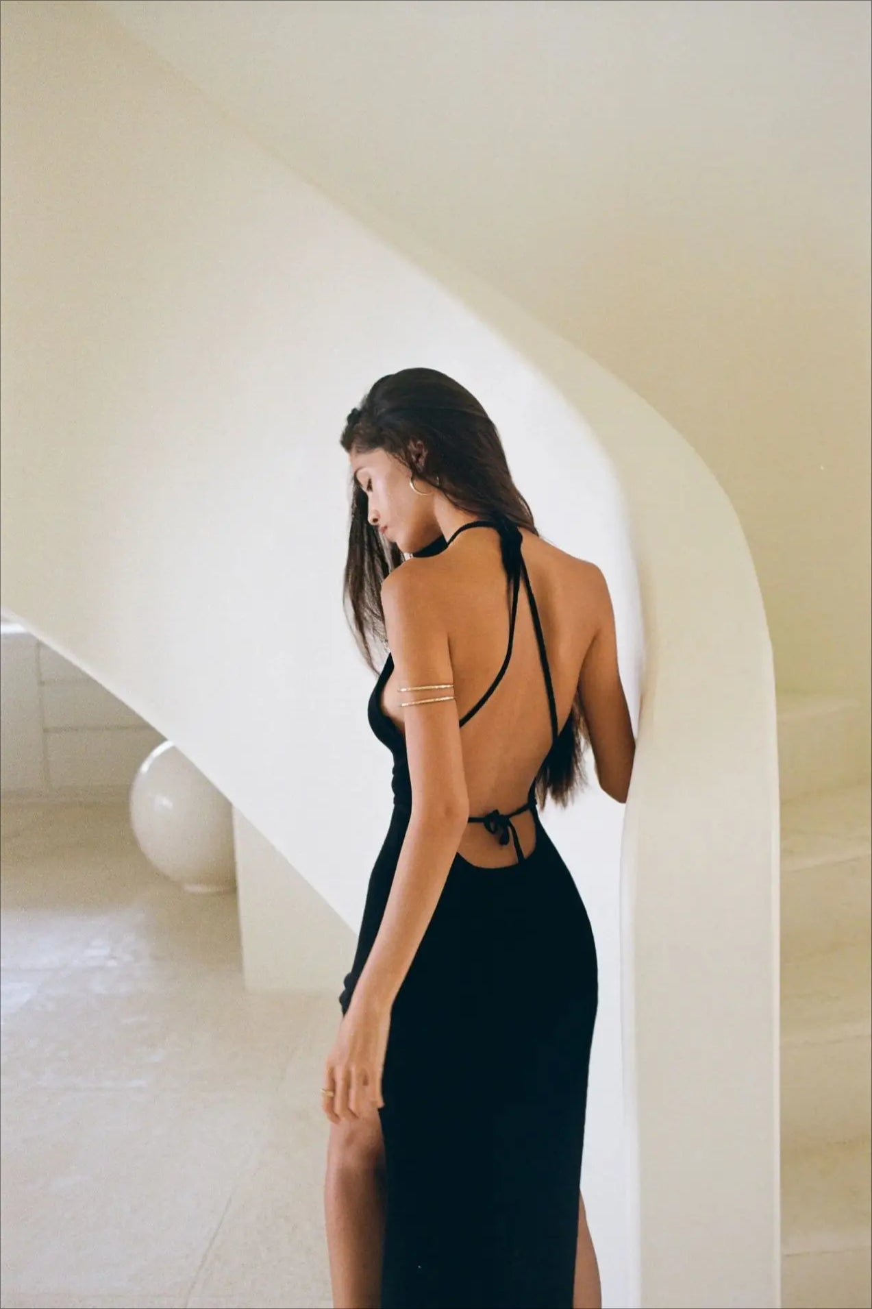 Knitted Backless Halter Midi Dress